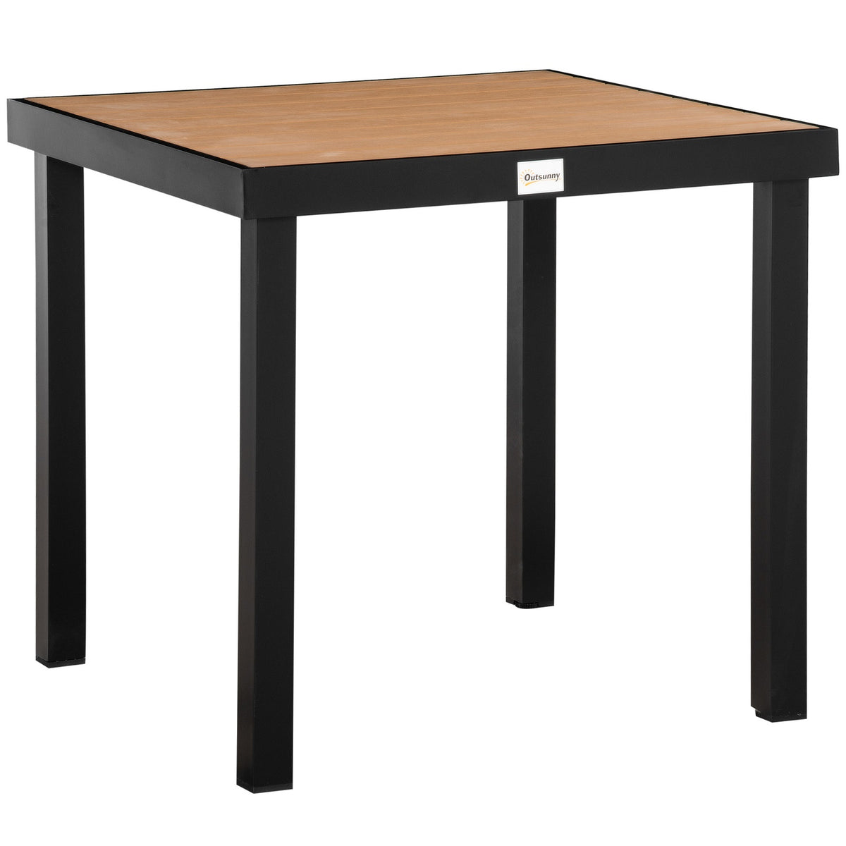 Garden Table For 4 People, Dining Table, Aluminum Table, Garden Furniture, Lounge Furniture, Easy-Care Plastic, Natural + Black, 80 X 80 X 74 Cm