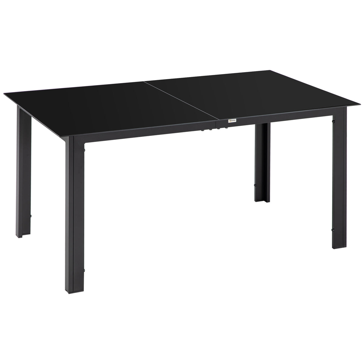 Garden Table, Garden Dining Table For 6 People, Patio Table With Glass Table Top, Party Table Made Of Aluminum, Balcony Table, Black, 150 X 90 X 74 Cm