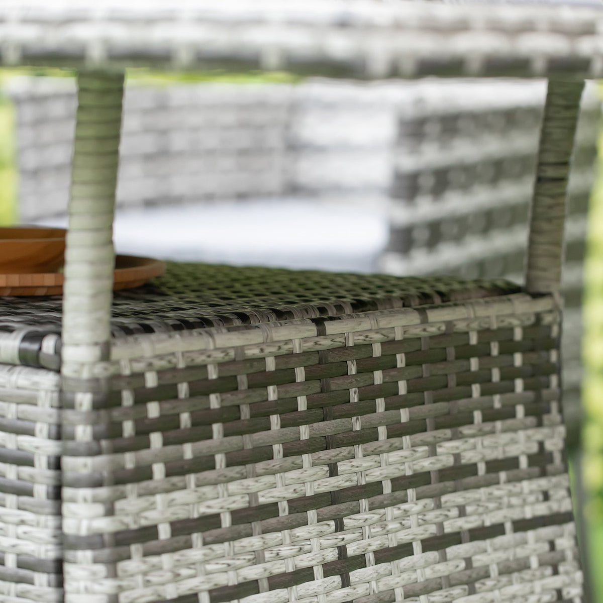 Garden Table Glass Table Polyrattan Safety Glass Gray Black 150X85X74Cm