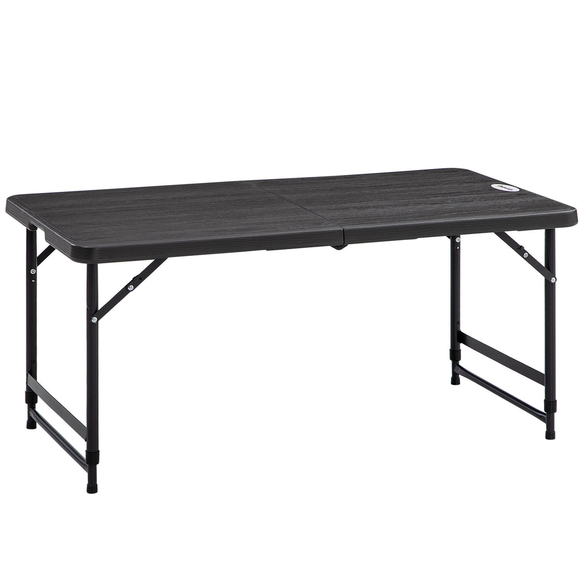 Garden Table, Height-Adjustable Folding Table, Patio Table For 4 People, Buffet Table With Steel Frame, 118 X 60 X 74 Cm, Dark Gray