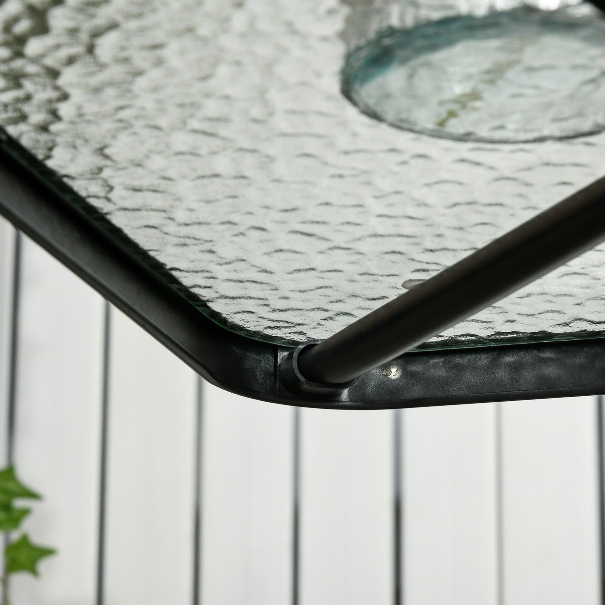 Garden Table Removable Metal 76x76 cm Weatherproof Square Balcony Table with Umbrella Hole, Non-Slip Buffet Table Camping Table Patio Table for Outdoor Garden, Terrace Balcony Black