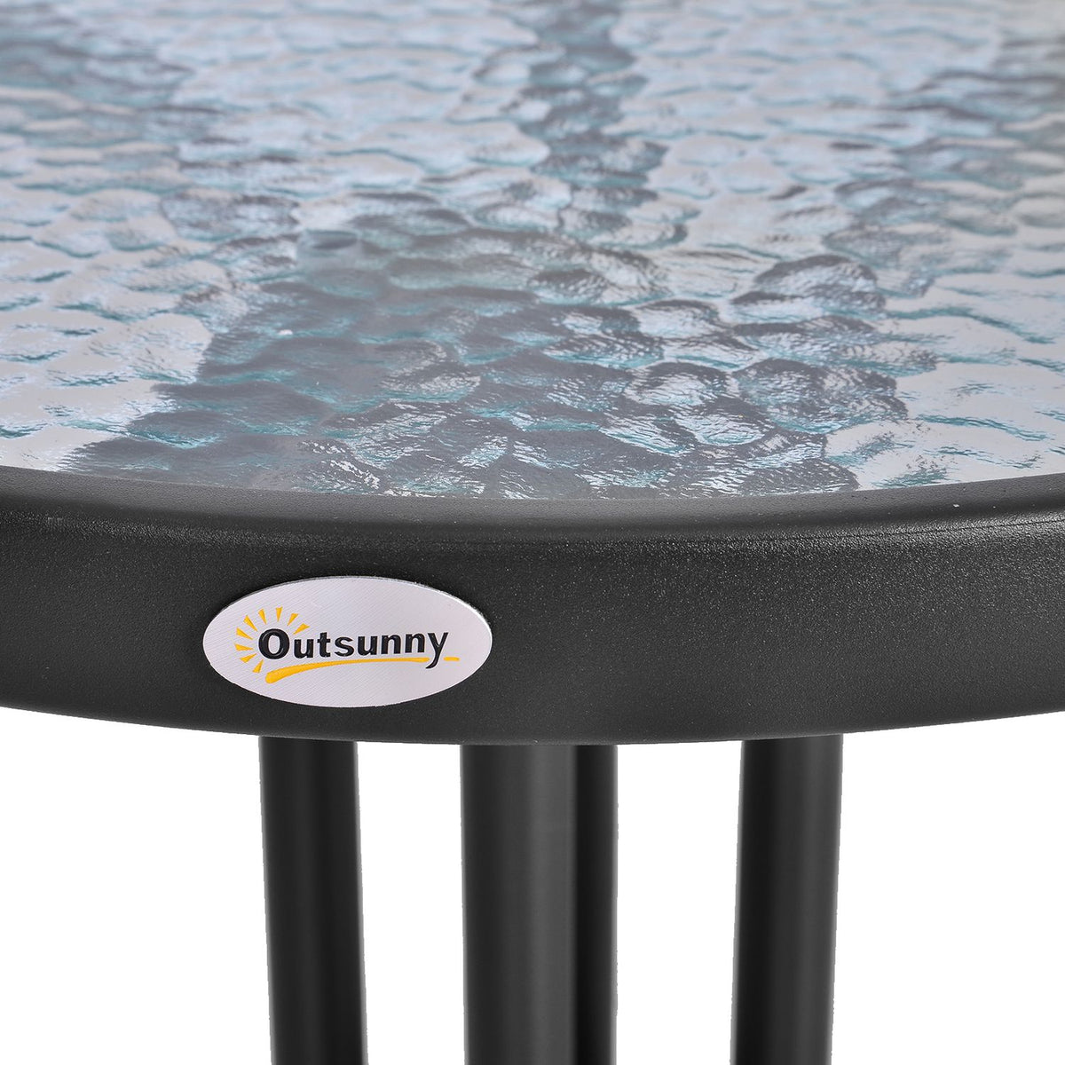Garden Table Round Balcony Table Metal Safety Glass Ø60Xh70Cm Garden Balcony