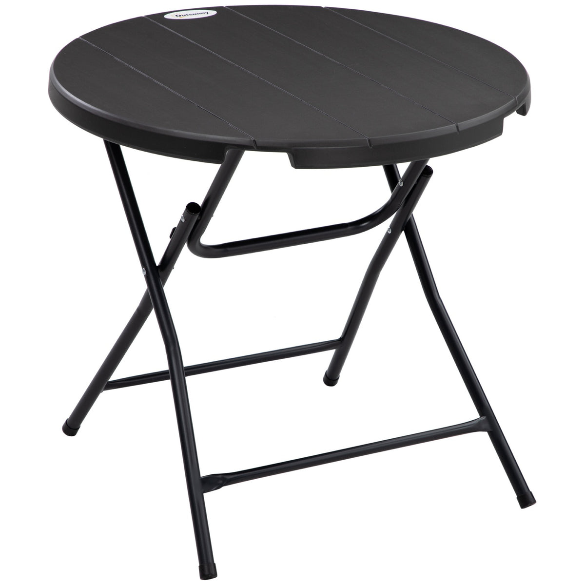 Garden Table, Round Folding Table, Ø80 Cm Side Table For 4 People, Garden Dining Table With Decorative Wood Look, For Balcony, Dark Gray