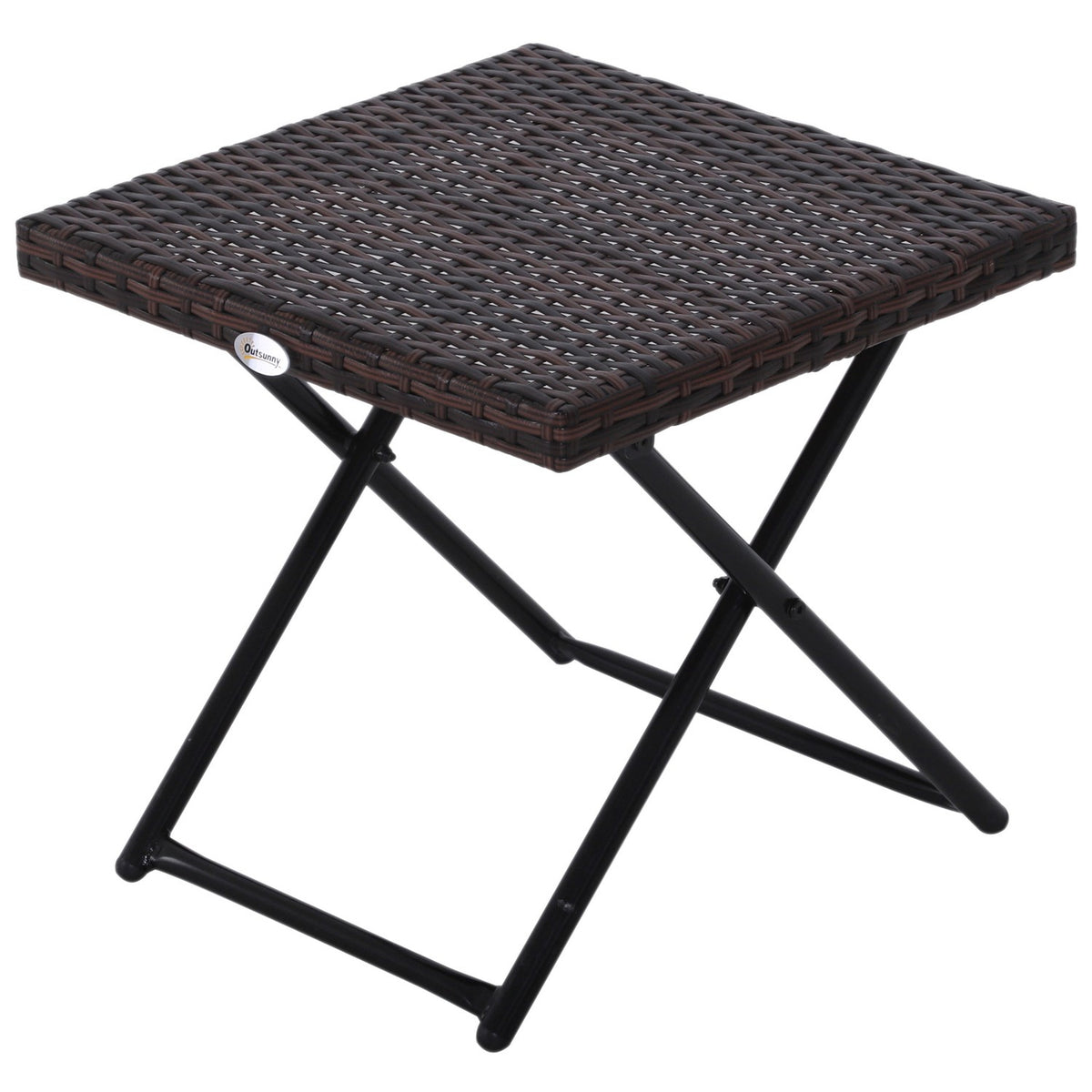 Garden Table Side Table Flower Stand Garden Furniture Folding Table Polyrattan + Metal Brown 40 X 40 X 40 Cm
