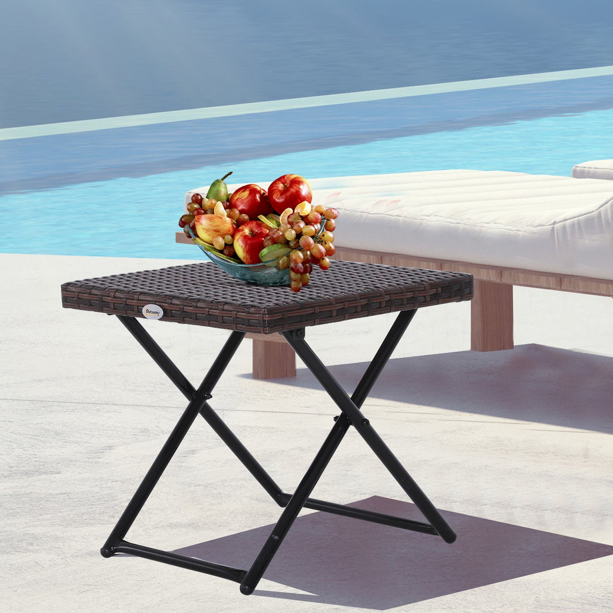 Garden Table Side Table Flower Stand Garden Furniture Folding Table Polyrattan + Metal Brown 40 X 40 X 40 Cm