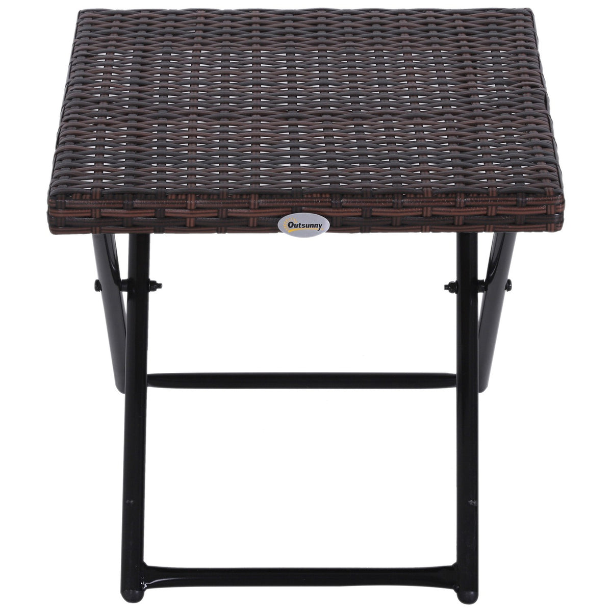 Garden Table Side Table Flower Stand Garden Furniture Folding Table Polyrattan + Metal Brown 40 X 40 X 40 Cm