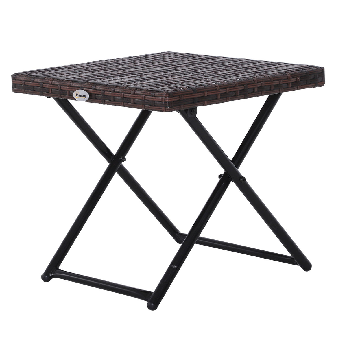 Garden Table Side Table Flower Stand Garden Furniture Folding Table Polyrattan + Metal Brown 40 X 40 X 40 Cm