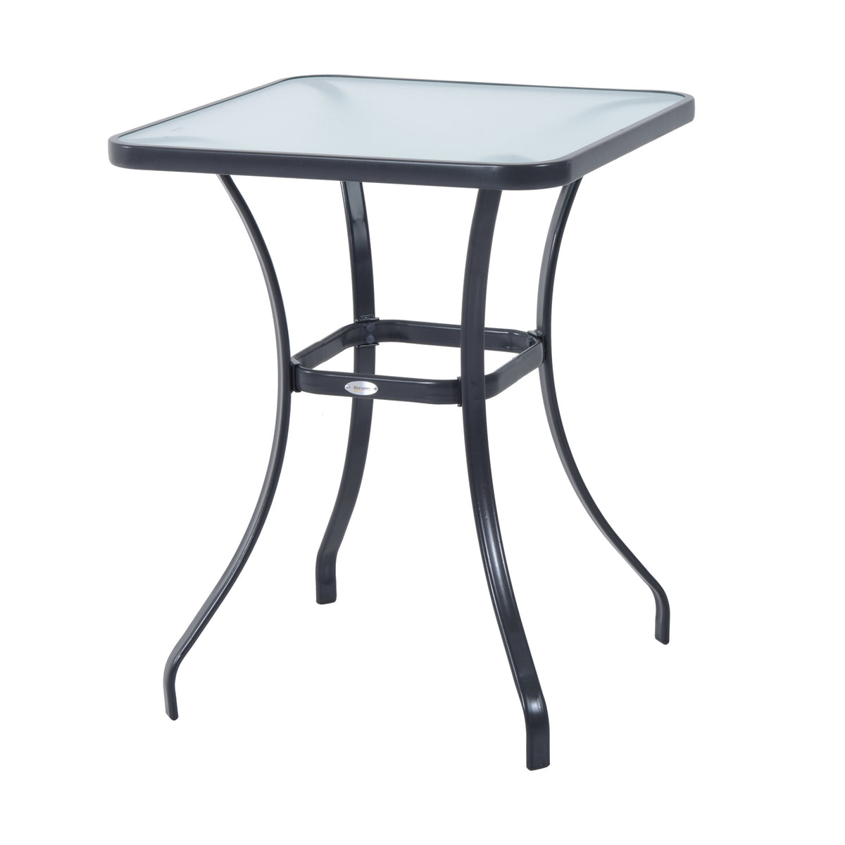Garden Table Square Glass Table Weatherproof Black 68.5X68.5Cm Balcony Terrace
