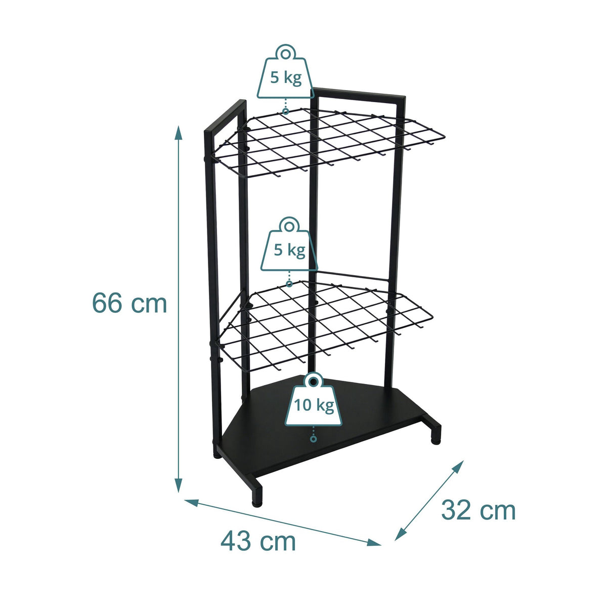 Garden Tool Rack, Steel, Holds 34 Tools, Black