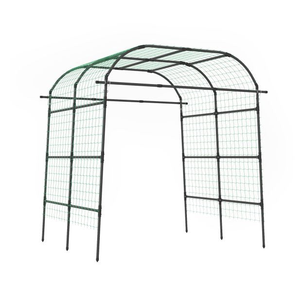 Garden Trellis Arch, U-Shaped PE-Coated Metal, Black