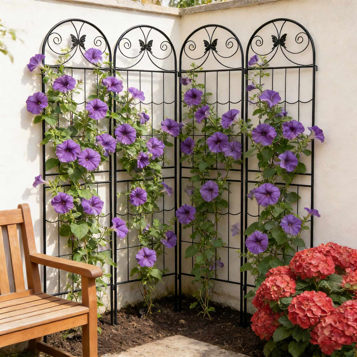 Garden Trellis Set of 4, Powder-Coated Metal Climber
