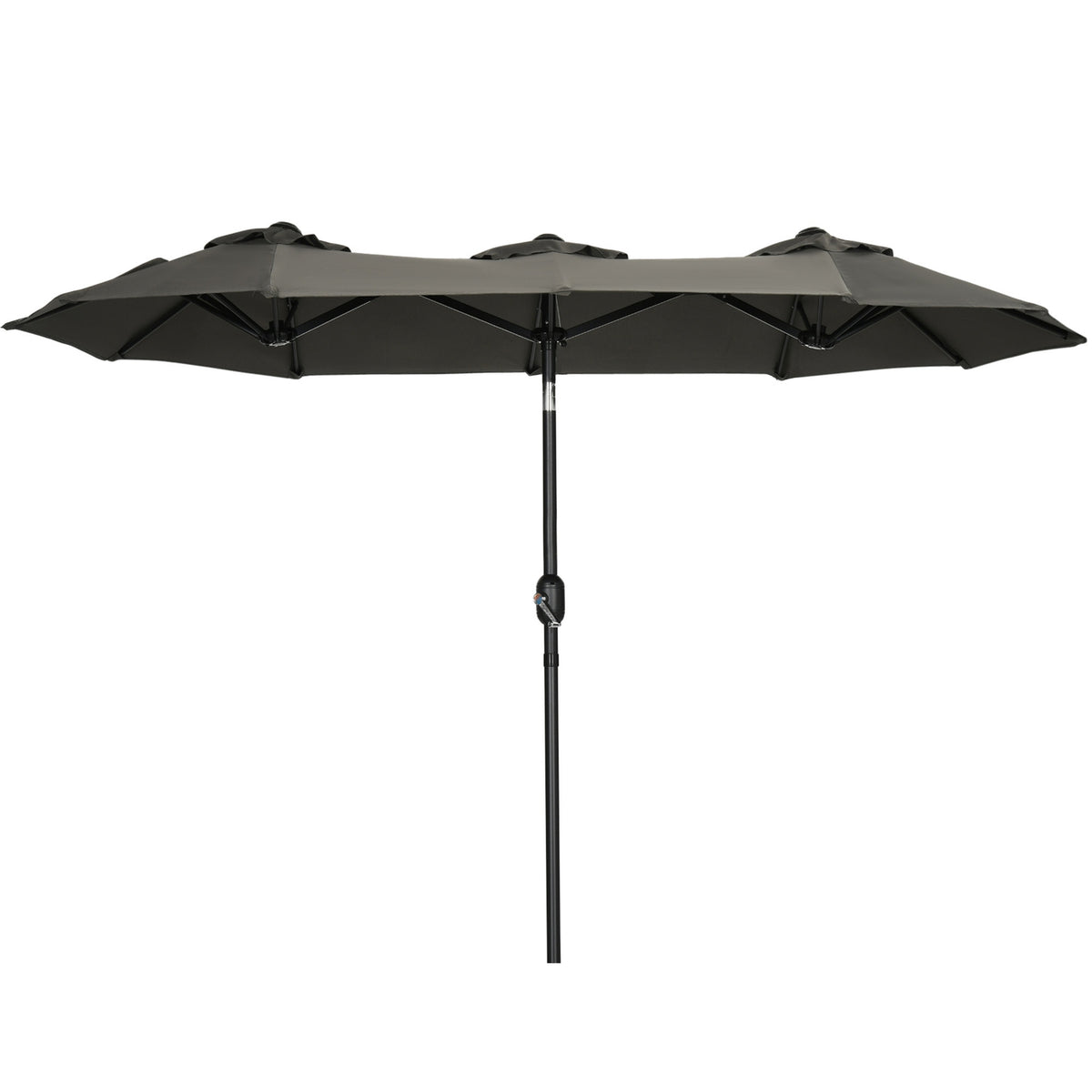 Garden Umbrella 285X147Cm Market Umbrella With Adjustable Tilt Angle Double Parasol Wind Canopy For Patio Gray