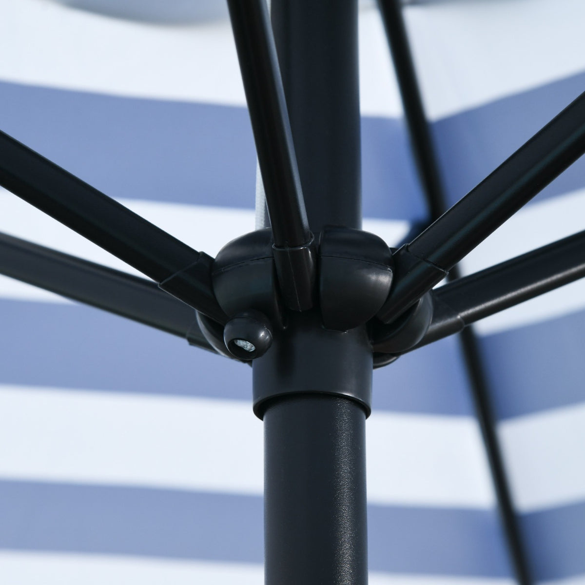 Garden Umbrella, Patio Umbrella With Steel Frame, Blue Stripes, Ø230X216Cm, For Outdoor Use