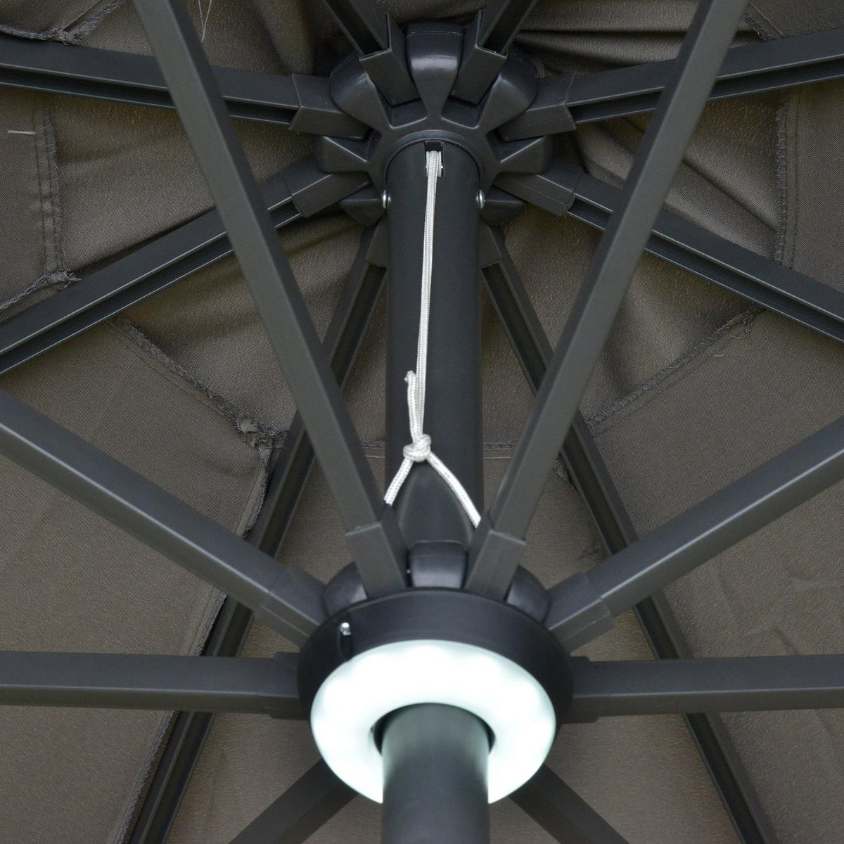 Garden Umbrella Solar Lighting Led Steel Aluminum Polyester Dark Gray Ø270X245Hcm