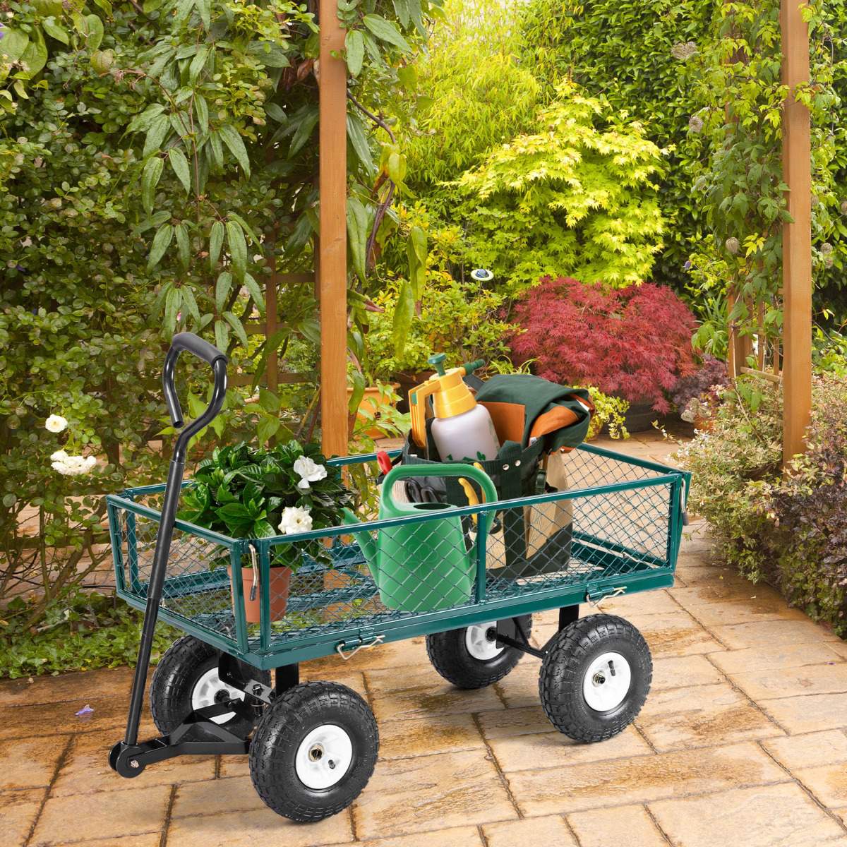 Garden Utility Cart, 330 lb, 10-Inch Pneumatic Wheels