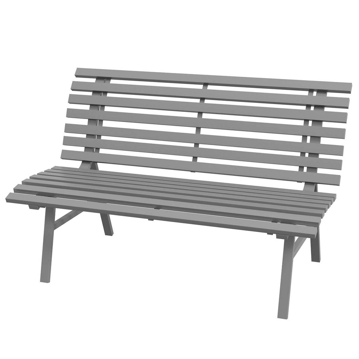 Garden bench 2 seater park bench with backrest made of aluminum 123x67x79cm gray for garden terrace balcony