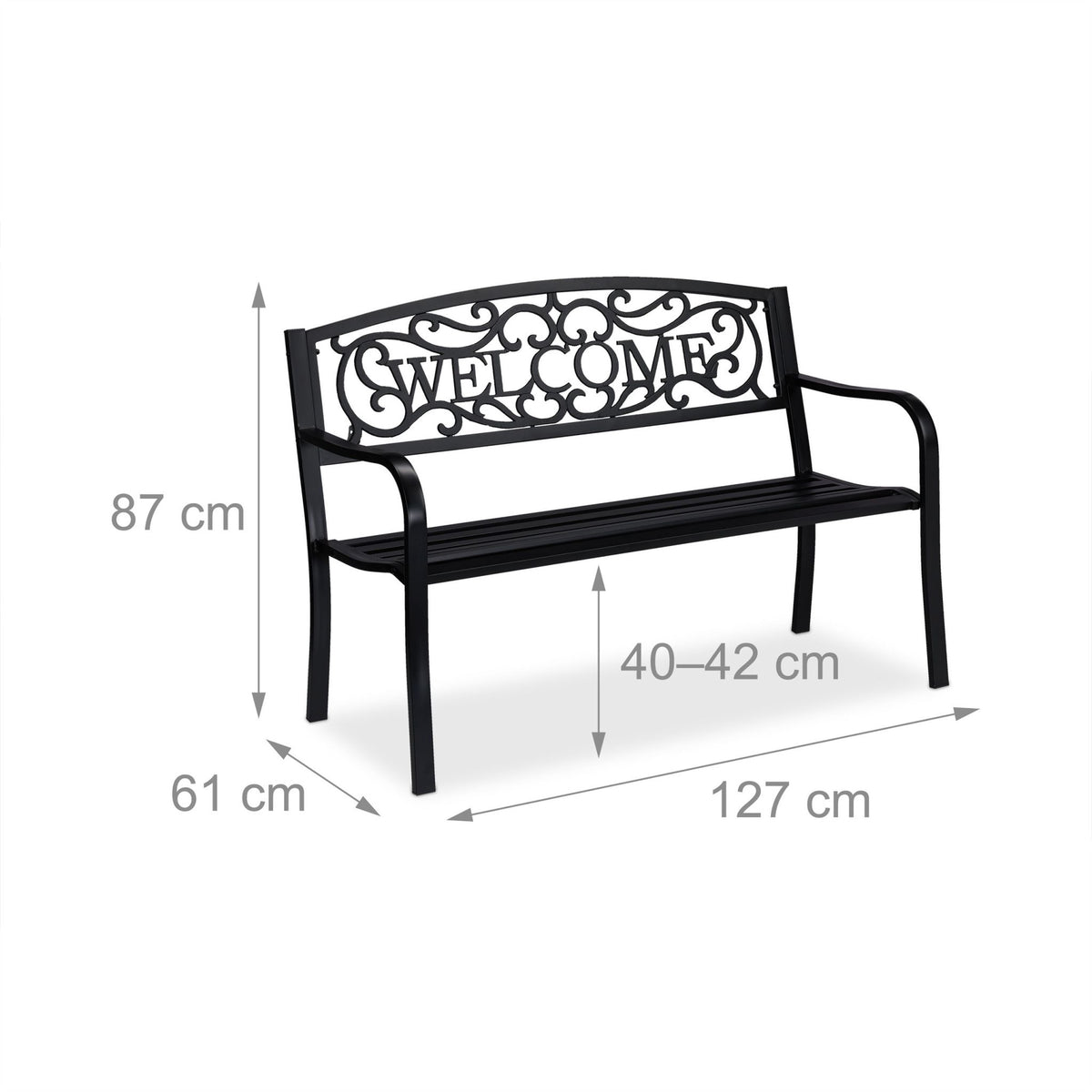 Garden bench Welcome in metal
