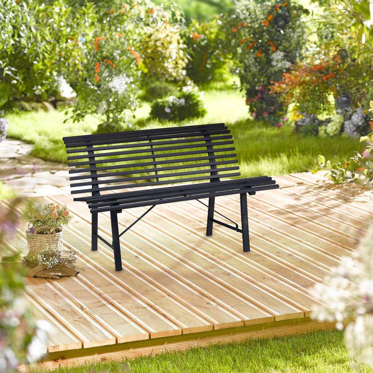 Garden bench in steel, anthracite