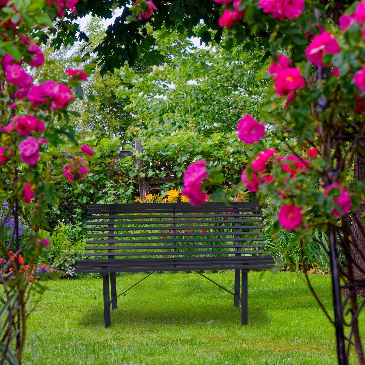 Garden bench in steel, anthracite