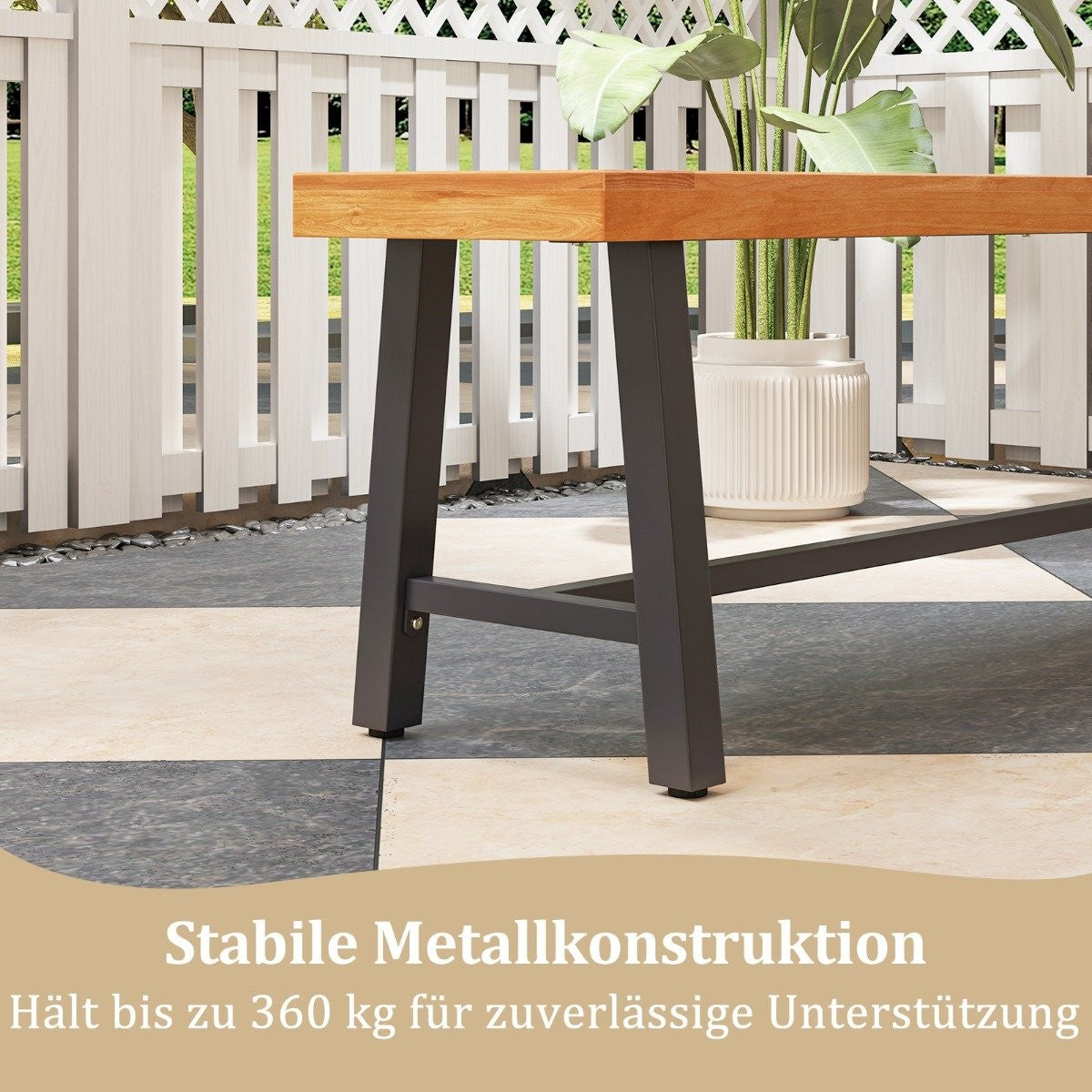 Garden bench weatherproof 3-seater bench up to 360 kg Park bench made of acacia wood and metal 2 pieces