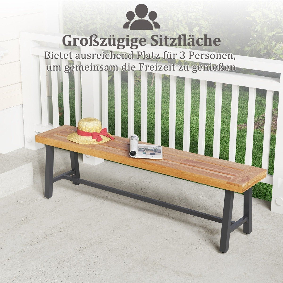 Garden bench weatherproof 3-seater bench up to 360 kg Park bench made of acacia wood and metal 2 pieces