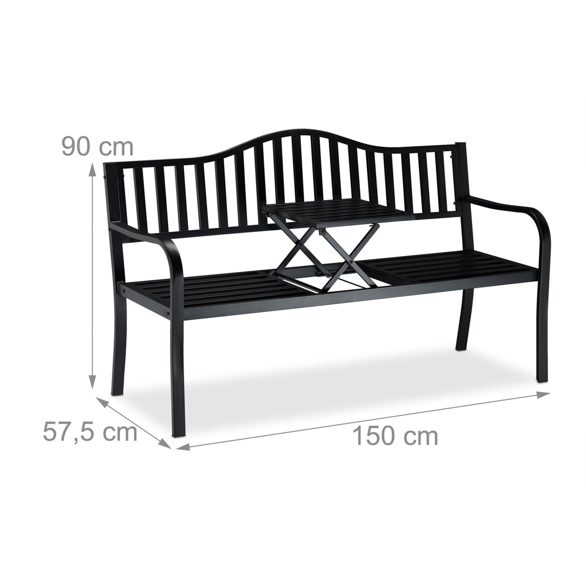 Garden bench with integrated table