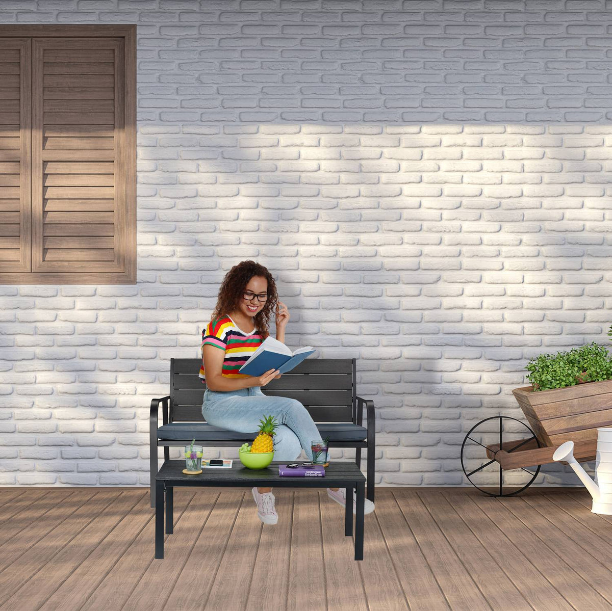 Garden bench with seat cover