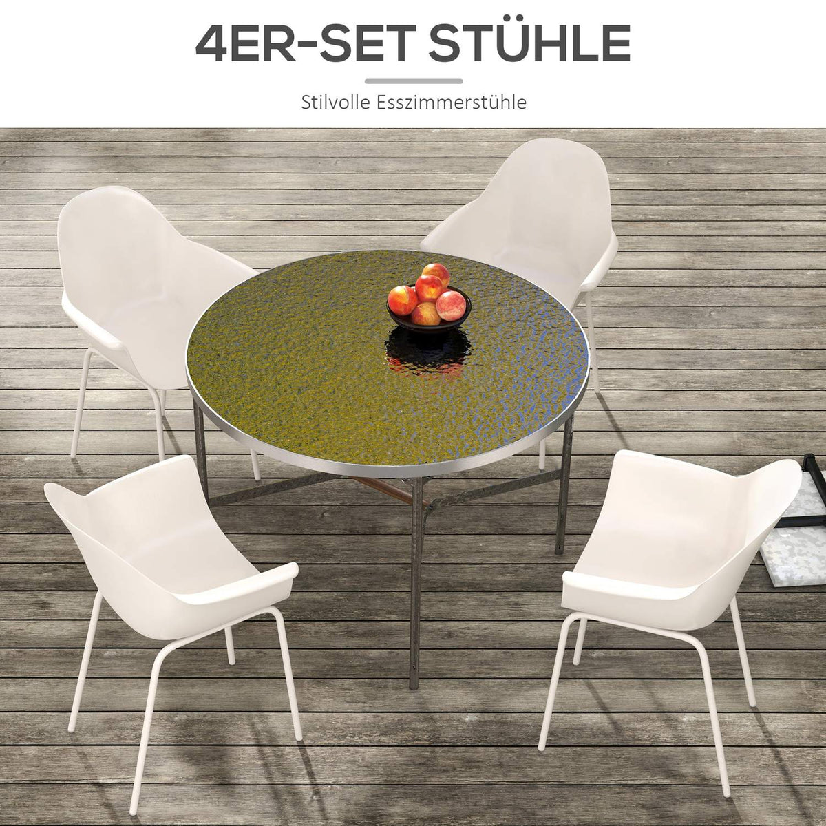Garden chair set of 4 stacking chairs with backrest armrest balcony chairs dining chair for garden up to 120 kg gray