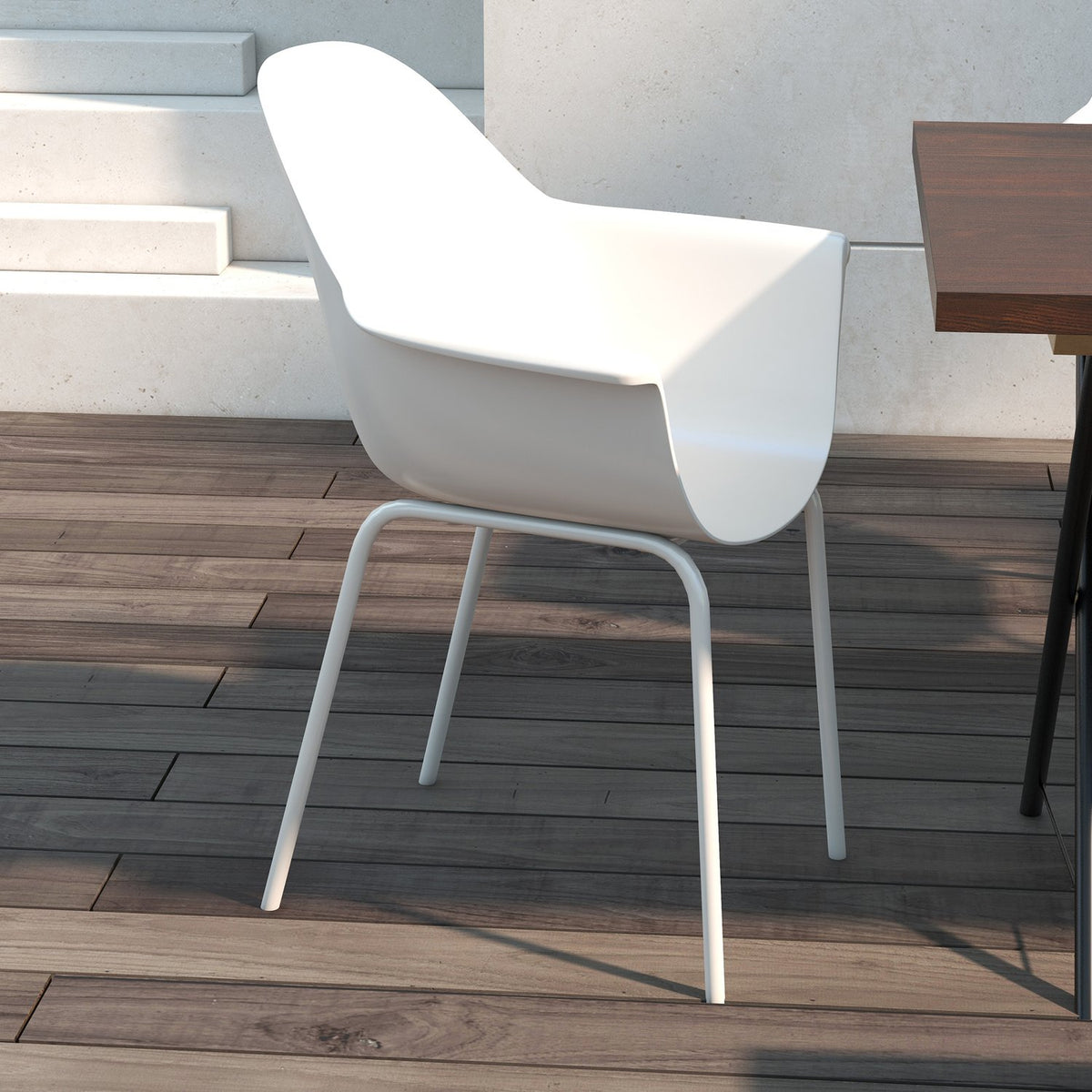 Garden chair set of 4 stacking chairs with backrest armrest balcony chairs dining chair for garden up to 120 kg gray