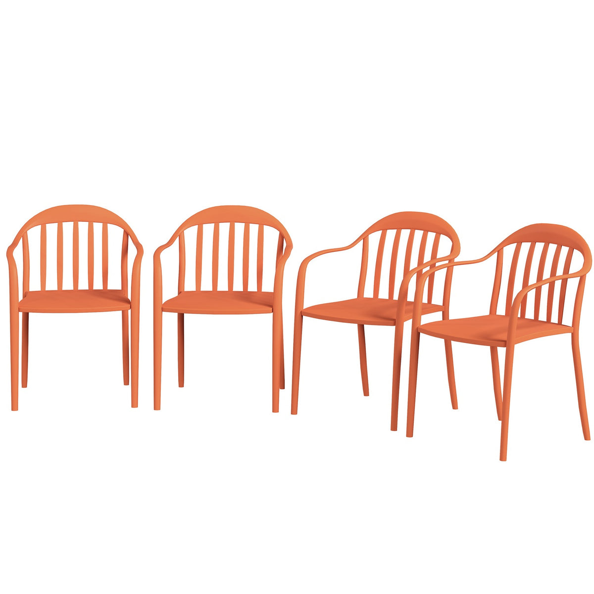 Garden chair set of 4 weatherproof garden chairs made of plastic stackable chair with armrests backrest stackable patio chair loadable up to 120 kg garden furniture for backyard, garden, balcony red |