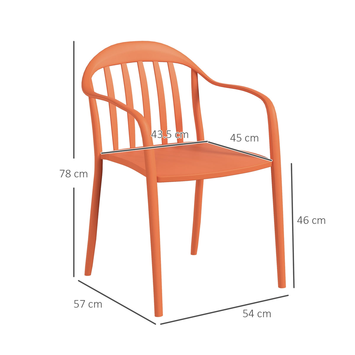 Garden chair set of 4 weatherproof garden chairs made of plastic stackable chair with armrests backrest stackable patio chair loadable up to 120 kg garden furniture for backyard, garden, balcony red |