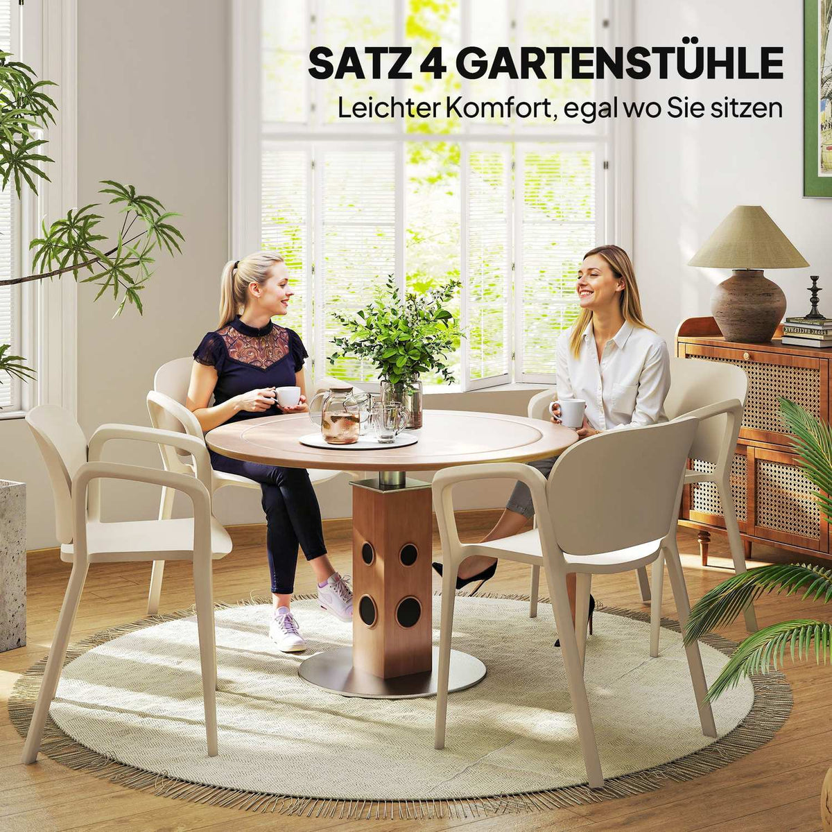 Garden chair set of 4 weatherproof garden chairs made of plastic stacking chair with armrest backrest loadable up to 120 kg