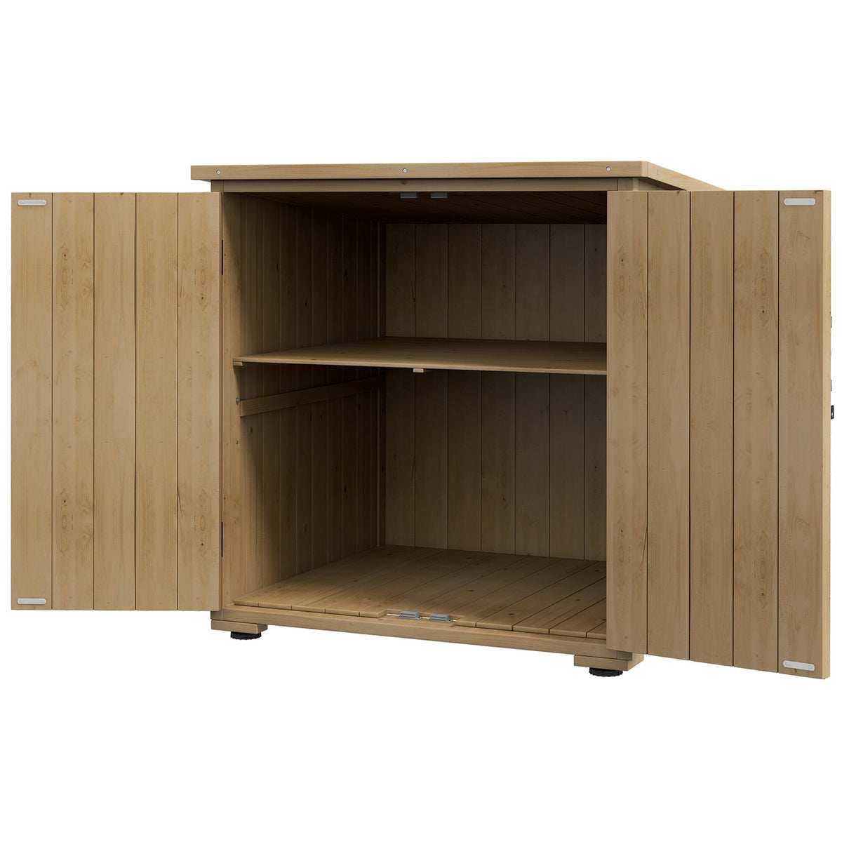 Garden cupboard, tool cupboard, weatherproof tool shed, wooden cupboard with double door, garden shed, natural, 77.5 x 88 x 90 cm