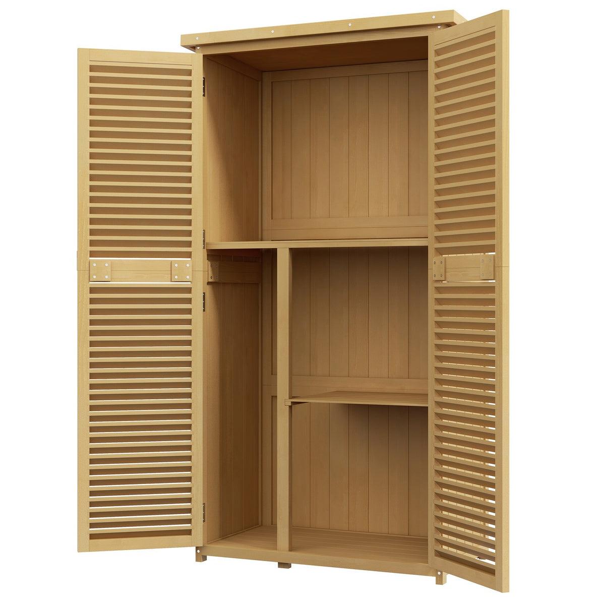 Garden cupboard wooden tool shed tool shed with asphalt roof slatted door tool cupboard shed garden 4 compartments light yellow 87 x 46.5 x 160 cm