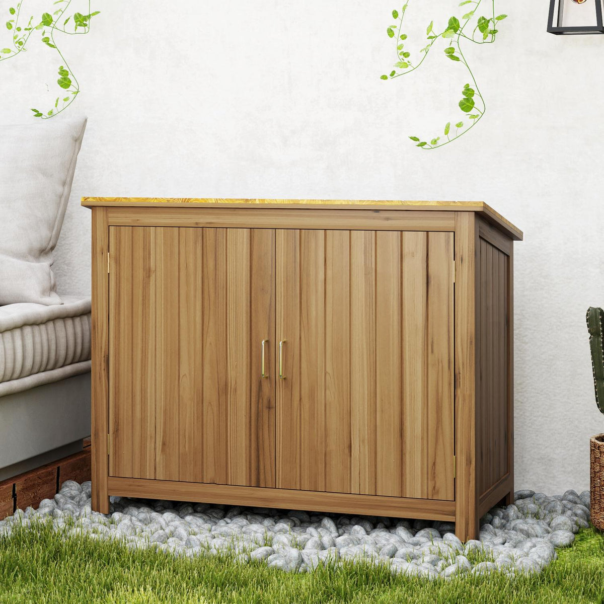 Garden cupboard wooden, tool shed weatherproof 110x50x85cm, tool shed with door, pent roof, shelves, tool cupboard, garden shed tool cupboard garden shed for garden patio backyard, brown |