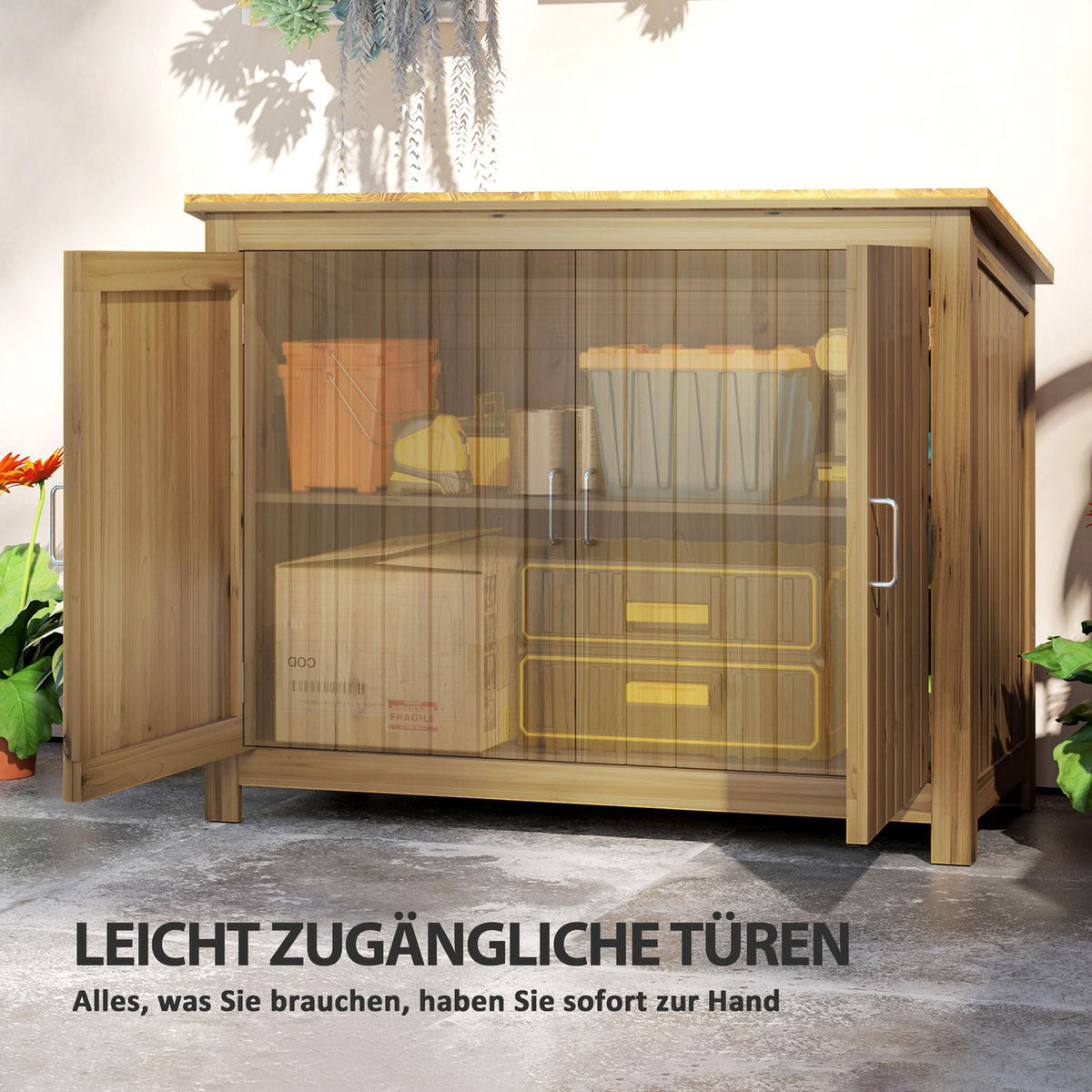 Garden cupboard wooden, tool shed weatherproof 110x50x85cm, tool shed with door, pent roof, shelves, tool cupboard, garden shed tool cupboard garden shed for garden patio backyard, brown |