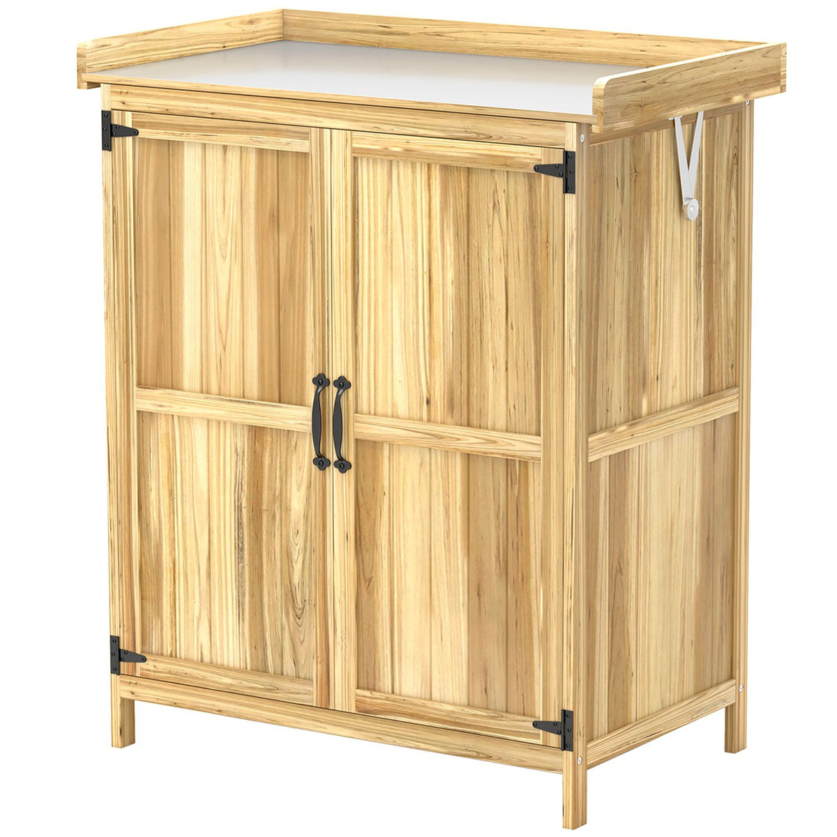 Garden cupboard wood, tool shed weatherproof 74x43x88cm, tool shed with folding roof shelves, work surface, tool cupboard, garden shed tool cupboard garden shed for garden, terrace, wood |