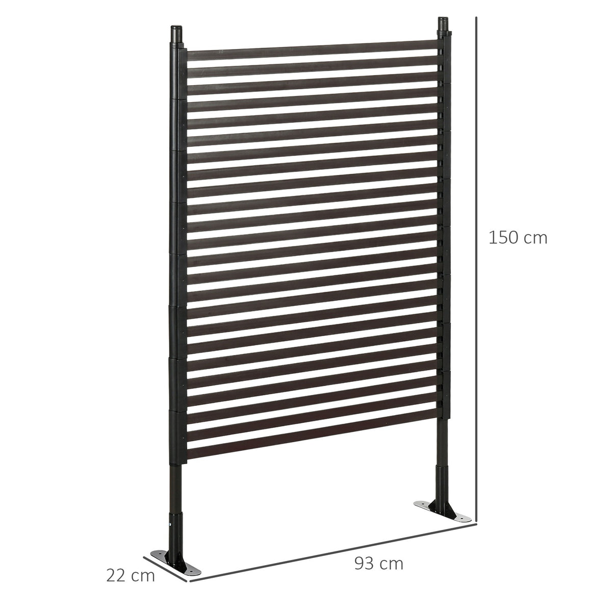 Garden fence plug-in fence decorative 93 x 150 cm pond fence with foot for balcony terrace in brown, ideal for garden and landscaping