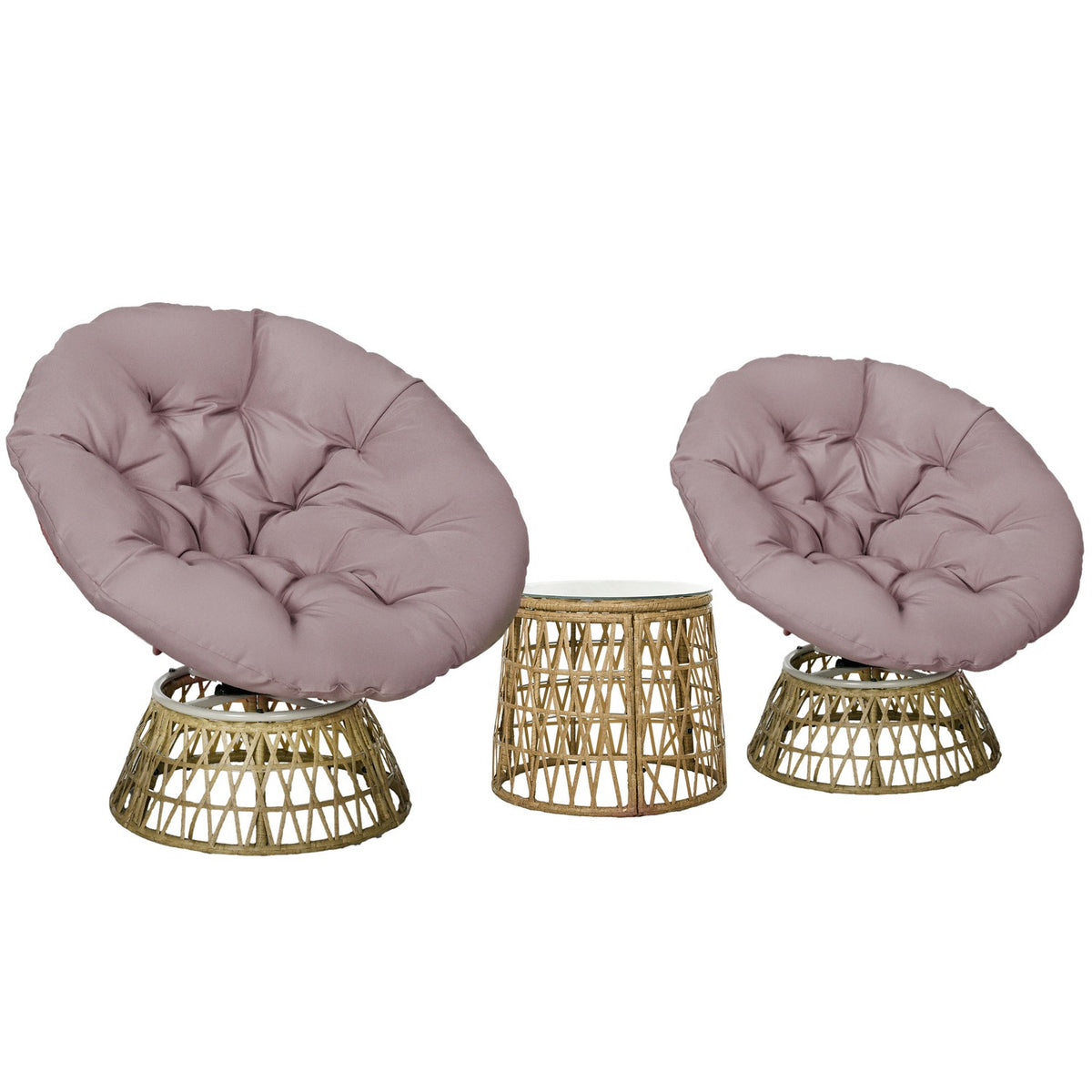 Garden furniture set 3 pieces. Bistro set with coffee table & 2 chairs, garden seating group with cushions, balcony furniture for terrace in yellow