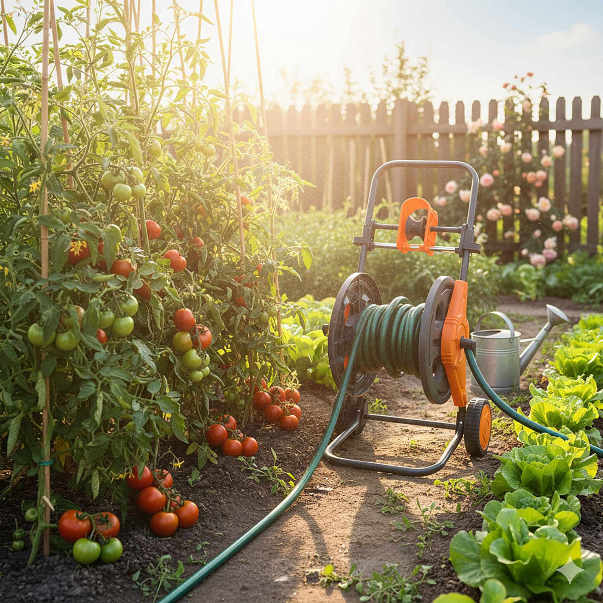 Garden hose reel and easy-to-use guide