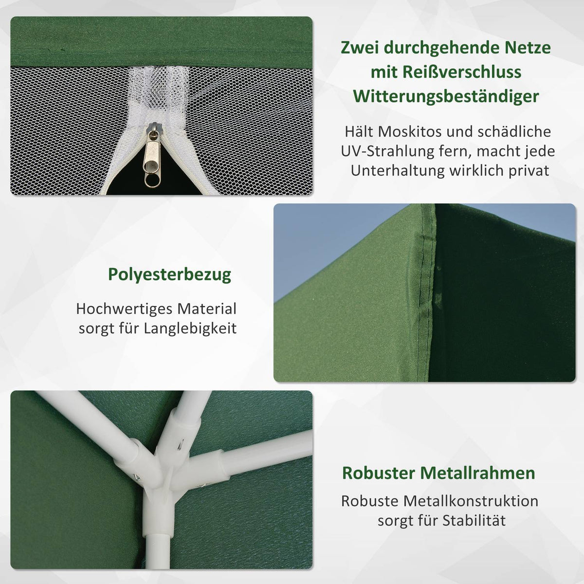 Garden pavilion pavilion marquee party tent weatherproof tent with mosquito net metal + polyester green 3 x 3 m