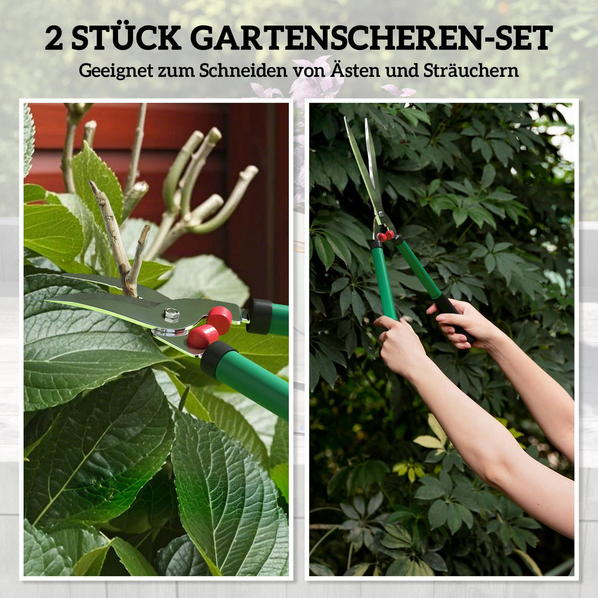 Garden shears set 2-piece blade length 40 cm pruning shears with non-stick coated metal blades