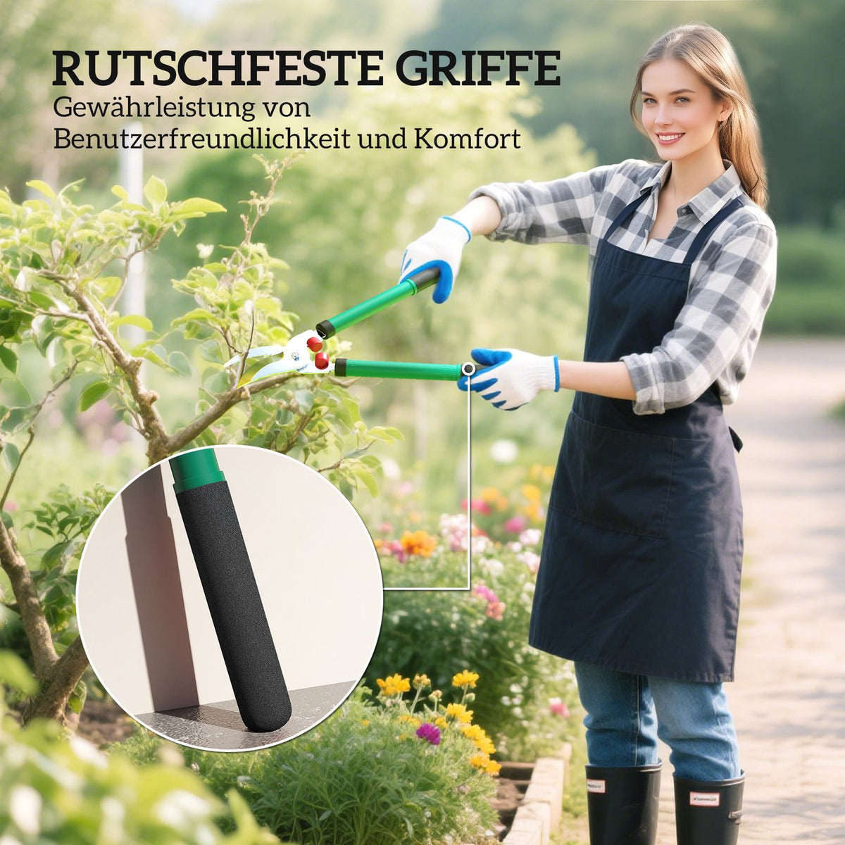 Garden shears set 2-piece blade length 40 cm pruning shears with non-stick coated metal blades