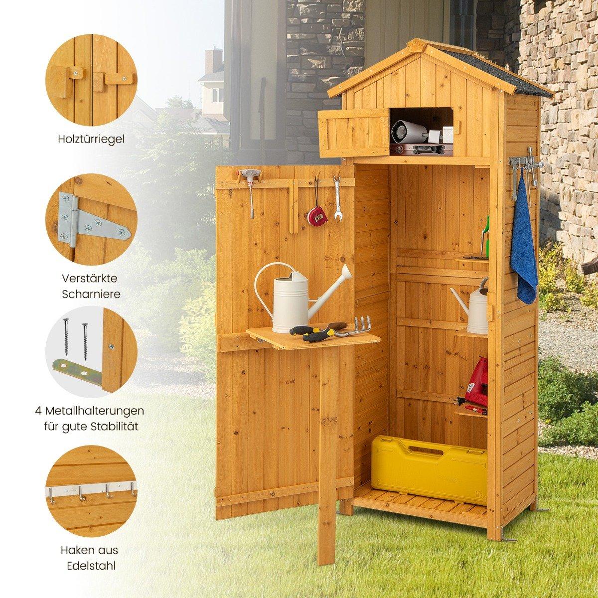 Garden shed equipment cabinet for outdoor use 75 x 50 x 180.5 cm natural