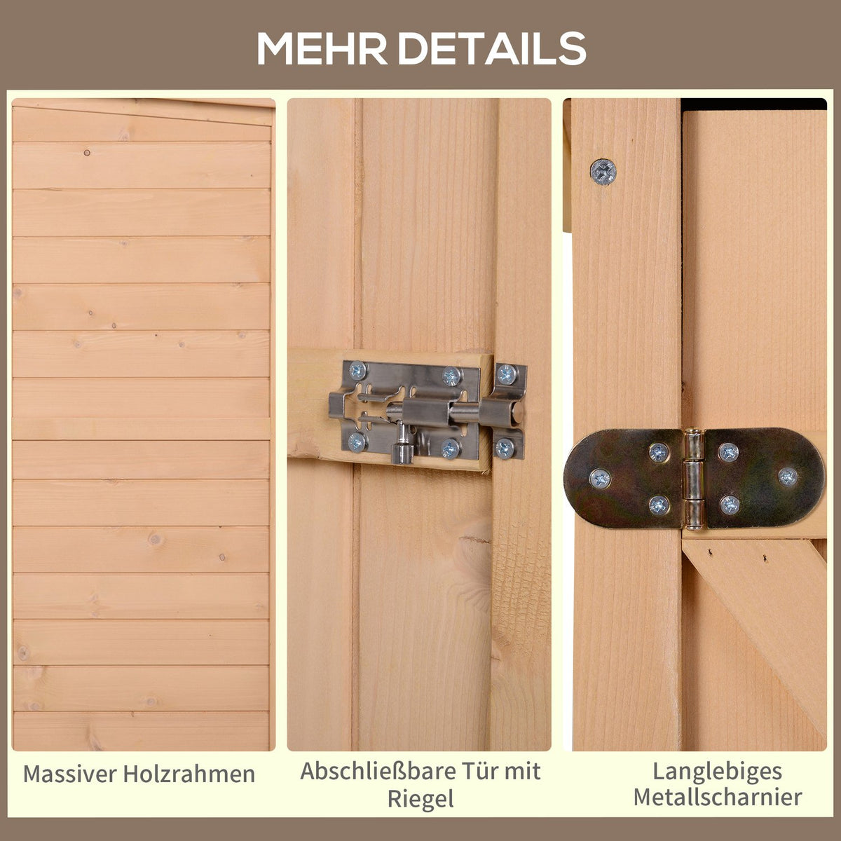 Garden shed tool shed tool shed with shelves tool shed storage shed for garden fir natural wood 75 x 56 x 115 cm