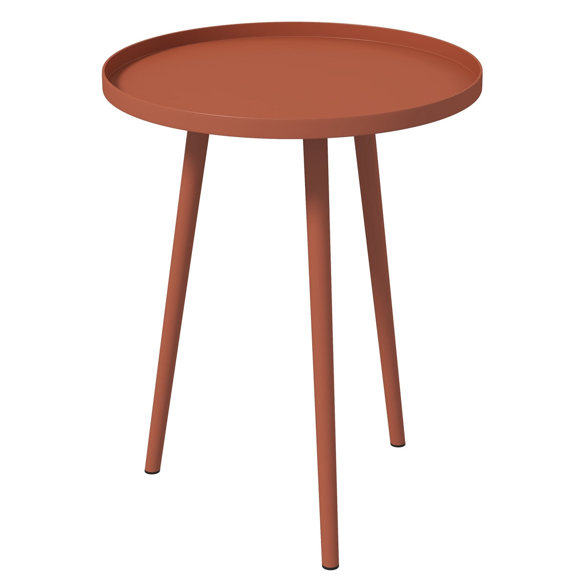 Garden side table, weatherproof garden table with raised edge, balcony table made of steel, round coffee table 20kg load capacity, Ø40x50H cm, sofa table for outdoor indoor balcony terrace red