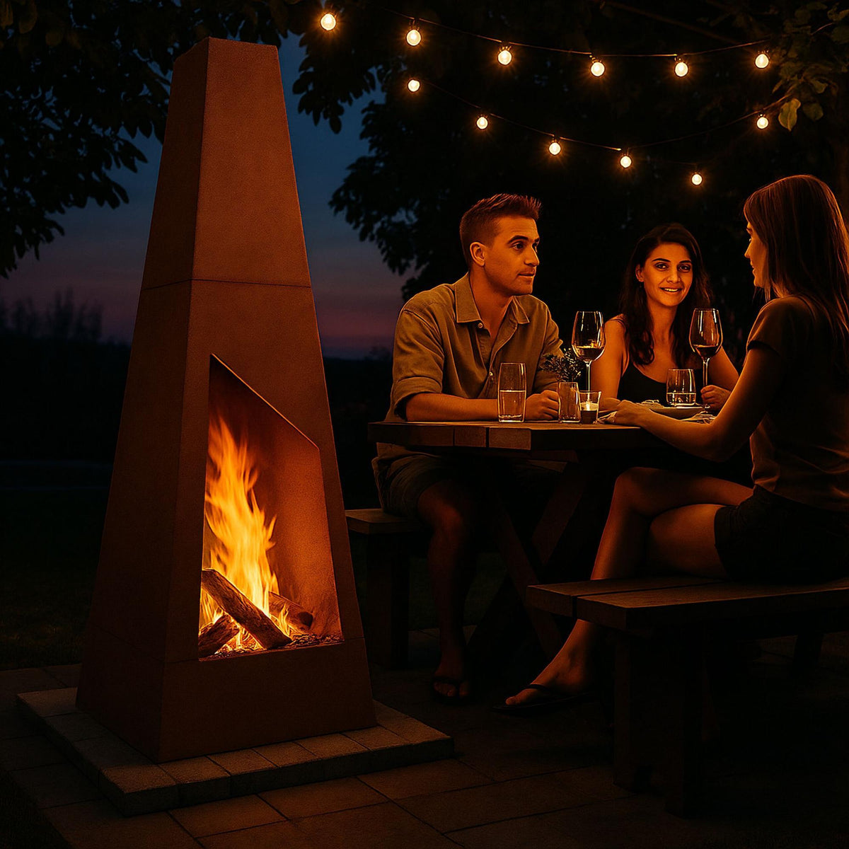 Garden stove in corten steel