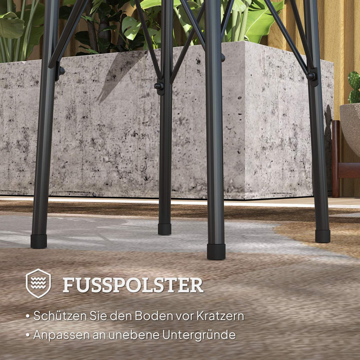 Garden table Ø40 x 50cm, weatherproof balcony table made of steel, side table with floral design protective feet, round outdoor dining table, camping table, patio table for garden, terrace, balcony, black