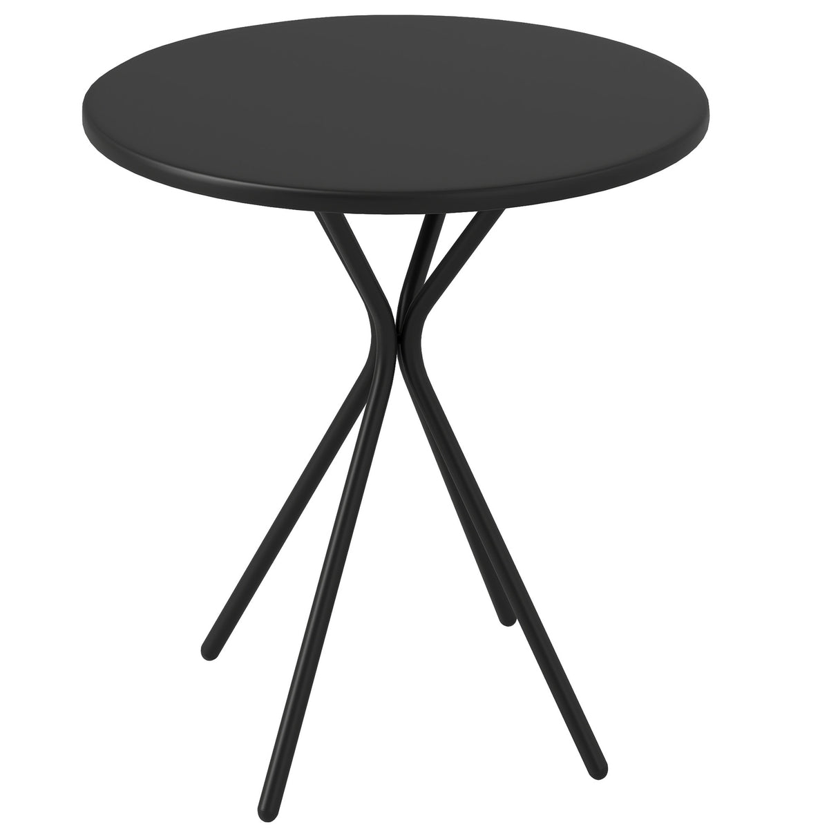 Garden table Ø60 x 70 cm, weatherproof balcony table made of steel, round dining table with foot padding, outdoor camping table, side table, patio table for garden, terrace, balcony, black