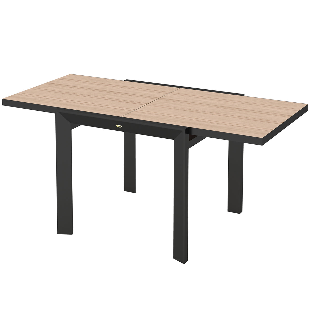 Garden table extendable aluminum 80/160x80 cm weatherproof balcony table non-slip buffet table camping table for 6 people patio table outdoor dining table for garden, terrace balcony natural wood
